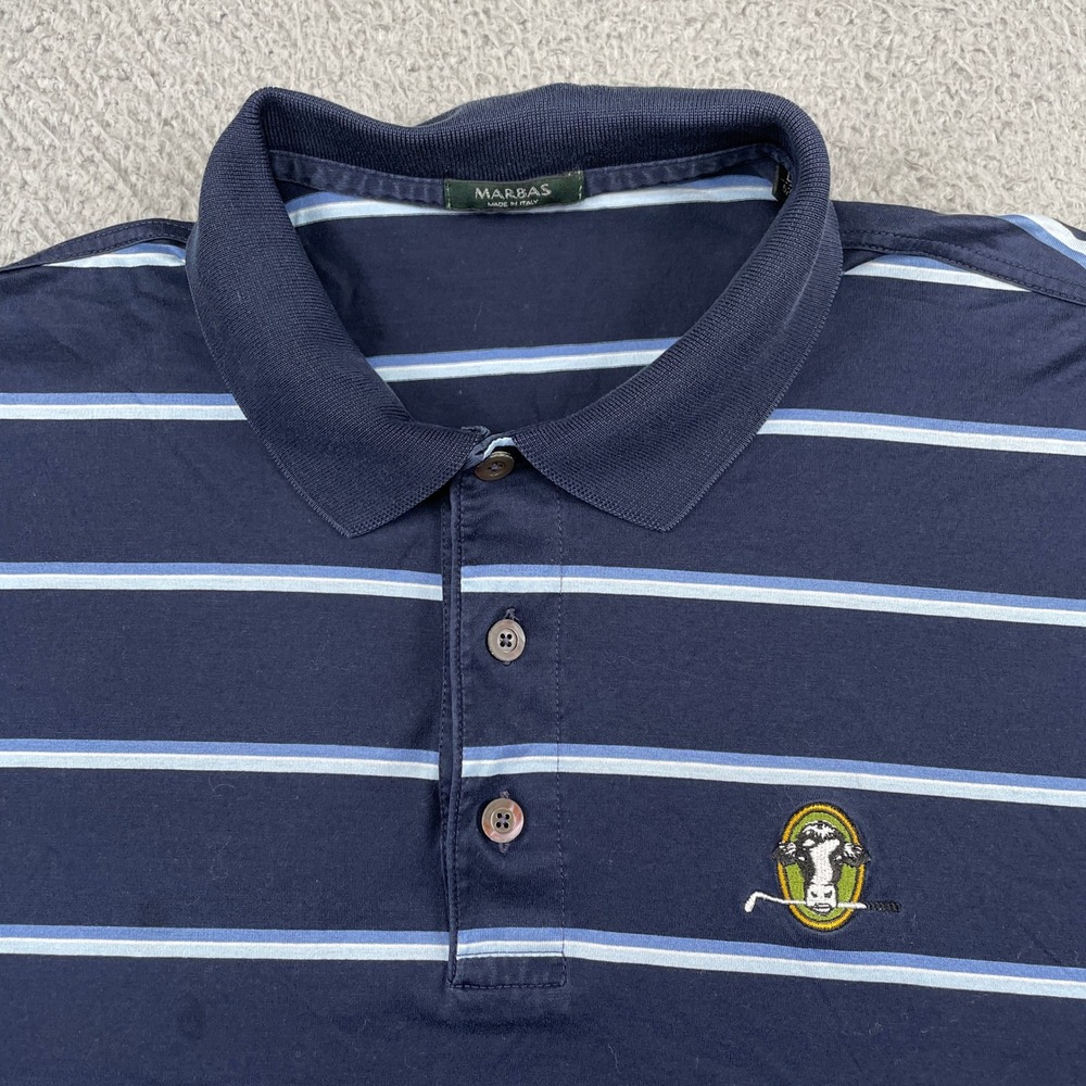 Marbas Polo Shirt Mens L Stonewall Links Filo di Scozia Cow Golf Made Italy
